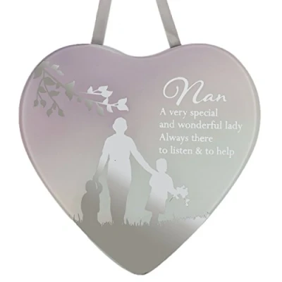 Image of Reflections Mirror Glass Hanging Heart Plaque Gift Nan A special lady, one size