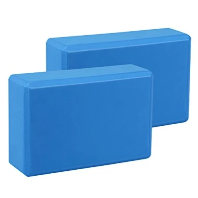 Image of EXERZ Yoga Blocks 2 pack EVA Foam Exercise Workout Fitness Bricks, Pilates Stretch Handstand Non Slip Gym (Blue 2pcs)