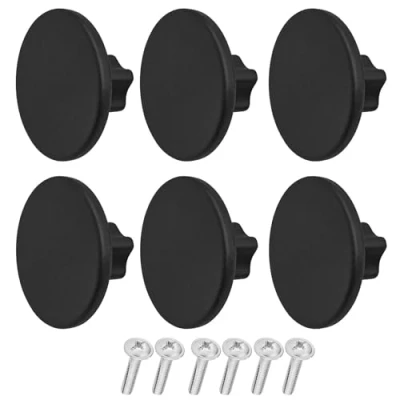 Image of Decoranddecor Vesta 40mm Round Kitchen Cabinet Furniture Knob Zinc Alloy (6 Pack, Matt Black)