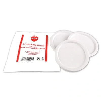 Image of Weck Plastic 100mm Snap on Lid (Pack of 10), White, Food safe, Dishwasher For Jars &amp; Bottles