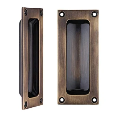 Image of Zoo Hardware FB90 Rectangular Recessed Flush Door Pull Handle 102 x 45mm (Florentine Bronze)