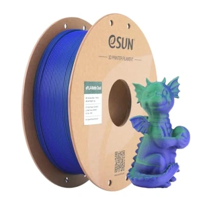 Image of eSUN Matte Dual Colour Filament, PLA Filament 1.75mm, Shine Free Color, Frosted Texture, 1KG Spool (2.2 LBS) 3D Printing for Printers,Green Blue