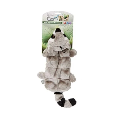 Image of Gor Pets Soft Dog Toy Plush Wild Multi Squeak Raccoon