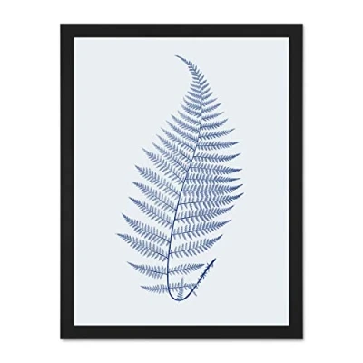 Image of Wee Blue Coo Botanics Cobalt Fern Alpestre Large Black Framed Art Print Wall Poster 18x24 inch