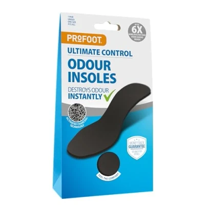 Image of Profoot Ultimate Control Odour Insoles Destroys Instantly Absorbs Perspiration for All Day Freshness Soft Cushioning Extra Comfort Washable and Reusable