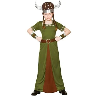 Image of Wicked Costumes Girls Viking Princess Fancy Dress Costume Large (8 10 Years)