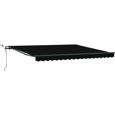 Image of vidaXL Automatic Retractable Awning with LED Black 400x350 cm