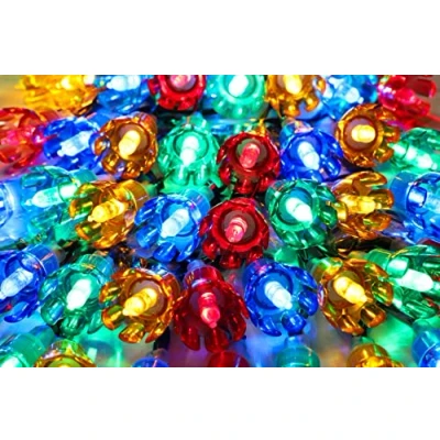 Image of Christmas Concepts® 100 10m/33ft Retro Multi Coloured LED Petal Lights with 8 Function Controller Indoor/Outdoor Energy Efficient A++