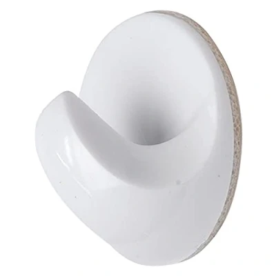 Image of Merriway BH01927 (4 Pcs) Self Adhesive Round Hooks, White Plastic 38mm (1 1/2 inch) Pack of 4 Pieces