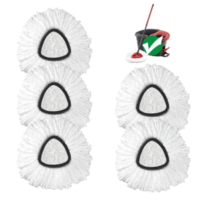 Image of Mop Head Replacement, 5 Pack Compatible for Vlieda Triangle Swivel Mops, Microfiber, Deep Cleaning, Machine Washable and Easy to Replace