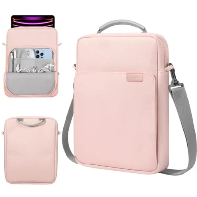Image of TiMOVO 13 Inch Tablet Sleeve Handbag with Shoulder Strap for iPad Air 13&quot;, Pro 12.9&quot;, Galaxy Tab S9+/S9 Plus/S10+/S10 Plus/S9 FE+/S9 FE Plus 12.4&quot;, Pink