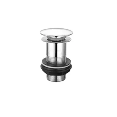 Image of VeeBath Basin Sink Waste Modern Full Dome Pop Up Click Clack Sprung Plug Unslotted with Overflow Chrome