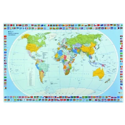 Image of VELOFLEX 4671000 Desk Mat World Map, 40 x 60 cm, Non Slip, Wipe Clean, with Transparent Anti Reflective Protective Film, Mat, Painting Craft 1 Piece