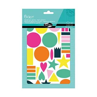 Image of Maildor Ref AE168C Baby Stickers (Pack of 6 Sheets) 21 x 14.8cm Giant Shape Designs 282 Total, Brightly Coloured, Suitable for Children Aged 2+
