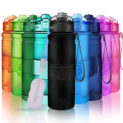 Image of ZORRI Water Bottles, BPA Free Leakproof 32oz 1 litre Bottle for KidsEco Friendly Tritan Sports Cycling,Running,Gym,OutdoorWith Fruit Infuser, Brush1 Click Flip Top Lid