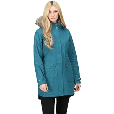 Image of Regatta Womens Sabinka Fur Trim Parka Jacket Dragonfly Size 16