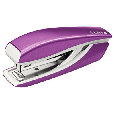 Image of Leitz Mini Stapler, 10 Sheet Capacity, Ergonomic Metal Body, Includes Staples, WOW Range, 55281062 Purple