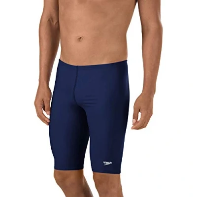 Image of Speedo Men&#039;s Powerflex Eco Solid Jammer Swimsuit Short, Navy, 32