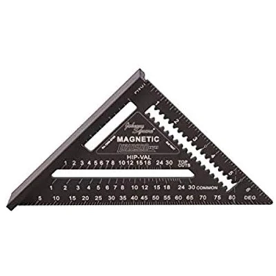 Image of Johnson Level &amp; Tool 1959 0700 Magnetic Johnny Square Professional Easy Read Aluminum Rafter Square, 7&quot;, Black, 1