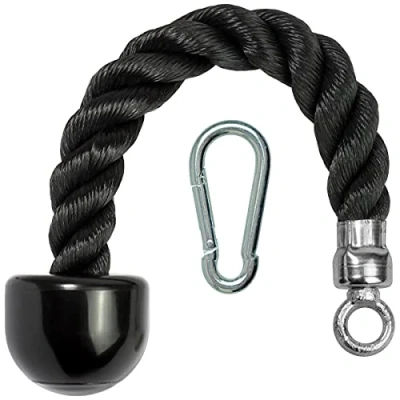 Image of CampTeck U7223 Single Tricep Rope, One Hand Rope Cable Attachment with Carabiner Black