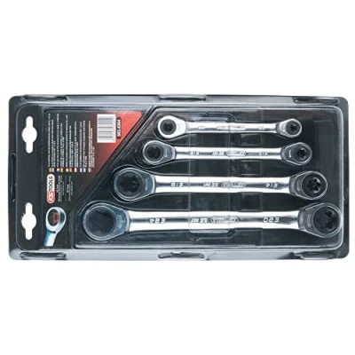 Image of 195FTXB4 Ratchet Double Ring Spanner Set KS TOOLS 503.4364 72 E24, E6 Chrome Vanadium Steel