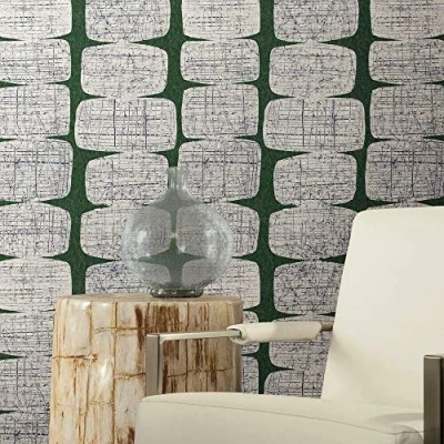 Image of RoomMates RMK11619RL Mid Century Beads, Vinyl, Green and White, 45.72 cm x 5.74 m