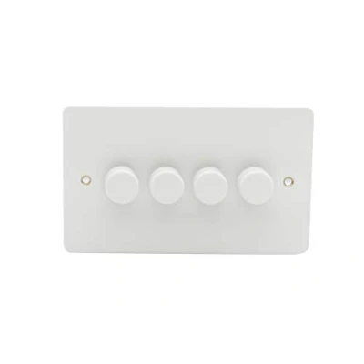 Image of Schneider Electric Ultimate Flat Plate 4 Gang 2 Way LED Dimmer Light Switch, 75W/VA, GU6242LMPW, Painted White