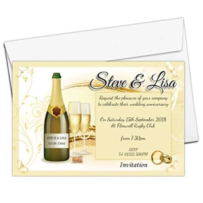 Image of 10 Personalised 1st 2nd 3rd 10th 15th 20th 30th 50th Wedding Anniversary Invitations Invites N7 ANY YEAR