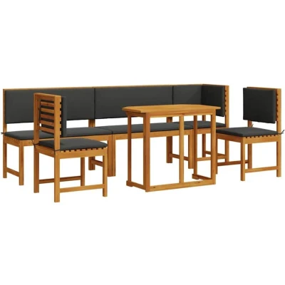 Image of vidaXL 6 Piece Garden Dining Set with Cushions Solid Acacia Wood