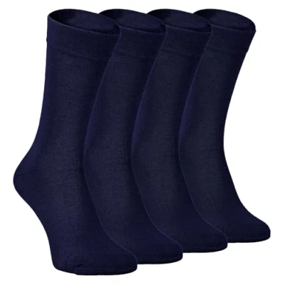 Image of Sock Snob 4 Pairs Bamboo Finely Knit Thin Super Soft Suit Socks for Men &amp; Women (as8, numeric, numeric_4, numeric_8, regular, Navy)
