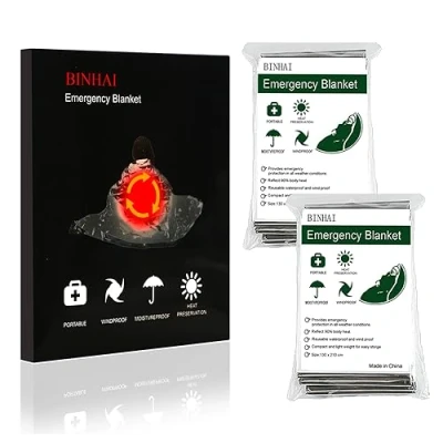 Image of BINHAI Survival Foil Blanket, Insulated, Reflective Emergency Thermal Blankets Baby Sensory for Outdoors, Hiking, Marathons or First Aid (Silver,2 Pack,130 x 210 cm)