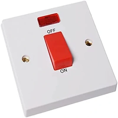 Image of Merriway BH05737 Double Pole Cooker Switch 45 Amp 1 Gang With Neon Indicator