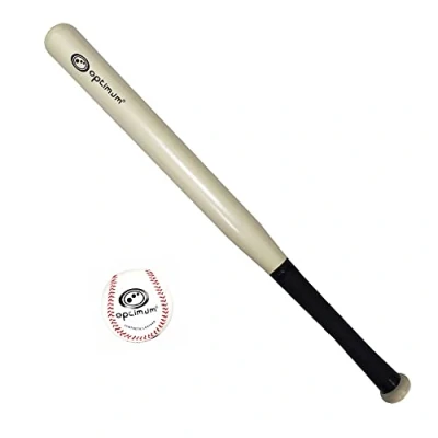 Image of Optimum 28 Ailanthus Wooden Baseball Bat &amp; Baseballs Ball. Ideal for beginners or family fun on the Beach, Park &amp;, Garden.