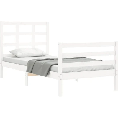 Image of vidaXL Bed Frame without Mattress White 100x200 cm Solid Wood Pine