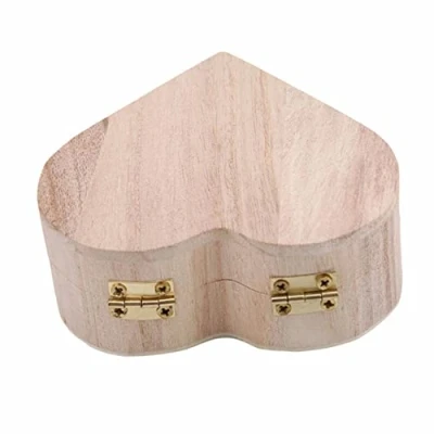 Image of WINSX Jewellery Box Love Heart Shaped Wooden Jewelry Storage Earrings Necklace Ring Case for Packaging Small Gifts Trinkets Crafts Art DIY Kids Toys