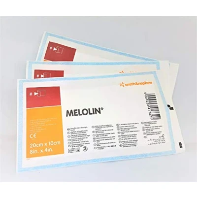 Image of MELOLIN Sterile Non Adherent Dressings Qty 10, Individual Packs, Available in S, M/L, &amp; XL, Ideal for Wound Care, Stick Gauze (XL Wound, 20cm x 10cm)