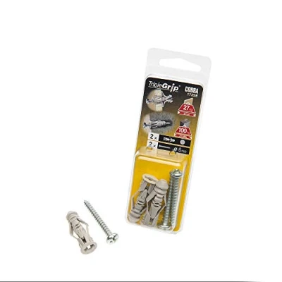Image of Cobra 6mm TripleGrip Universal Plasterboard Wall Fixing (2 Pack)