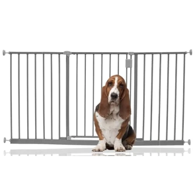 Image of Bettacare Extra Wide Hallway Dog Gate, 140cm 146cm, Grey, Pressure Fit Pet Puppy Safety Barrier for Hallways and Spaces, Easy Installation