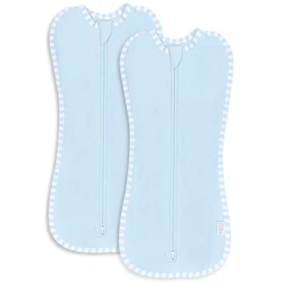 Image of Comfy Cubs Swaddle Blanket Baby Girl Boy Easy Zipper Wrap 2 Pack Newborn Infant Sleep Sack (Large 3 6 Months, Blue)