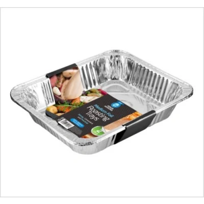 Image of Four Season Medium Foil Roasting Tray Disposable Aluminium Baking/Roasting (Pack of 2)