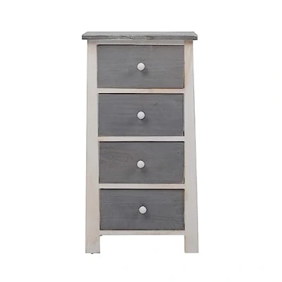 Image of Rebecca Mobili Chest of Drawers Cupboard 4 Wood Grey Country Bedroom Bathroom 73 x 37 27 cm (H W D) Art. RE4328