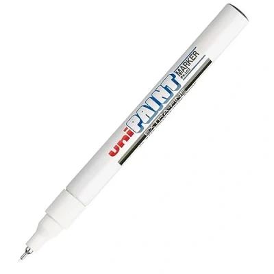 Image of Uni Coloured Extra Fine (0.8mm) PX 203 White Oil Paint Marker Pen Metal Glass Wood Plastic Stone Outdoor Nib Tip (Pack Of 1)