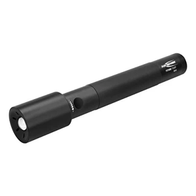 Image of ANSMANN LED Torch, 710 Lumens Flashlight with Adjustable Focus &amp; 2 Functions [Black] Splash, Shock Dust Proof Light Includes 3 x D Batteries Wrist Strap Year Warranty, aluminium, 10 W