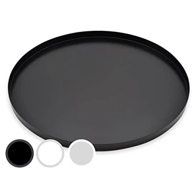 Image of D&amp;D Living® Decorative Tray, Round, Diameter 40 cm, Design Plate and Tray Made of Metal (Matte Black)