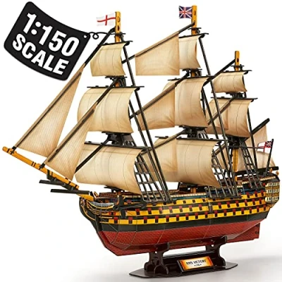 Image of CubicFun 3D Jigsaw Puzzles Large HMS Victory Vessel Ship Sailboat Model Kits for Adults Kids to Bulid 189 Pieces