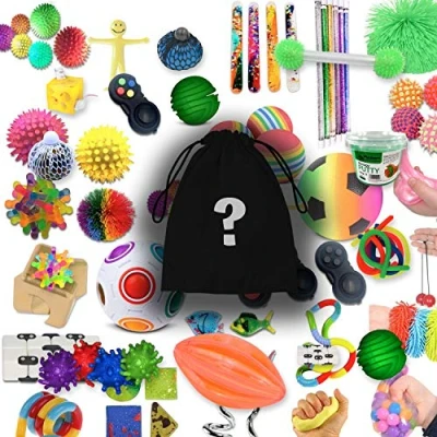 Image of Mystery Sensory Bag Fidget Pack, Random Selection of 12 Fidgets, Stress Balls, Brain Teasers, For Autism, ADHD, Relief, Anti Anxiety.