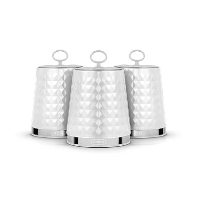 Image of Tower Solitaire Set of 3 Canisters White