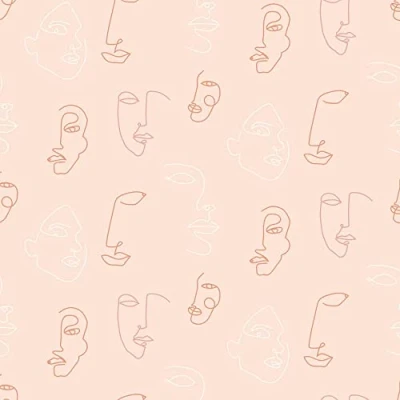 Image of furn. Kindred Abstract Faces Printed Wallpaper, Blush Pink