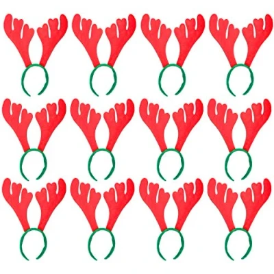 Image of 12 x Reindeer Antler Headbands Christmas Party Fancy Dress Novelty Accessory