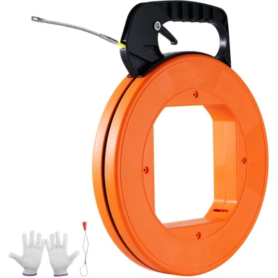 Image of VEVOR Fish Tape, 100 ft, 1/16 inch, Fiberglass Wire Puller with Optimized Housing and Handle, Easy to Use Cable Tool, Flexible Fishing Tools for Wall Electrical Conduit, Non Conductive